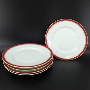 Raynaud Limoges Ceralene Diplomat Bread Butter Plate Red White 6.5" Set 5 FLAW
